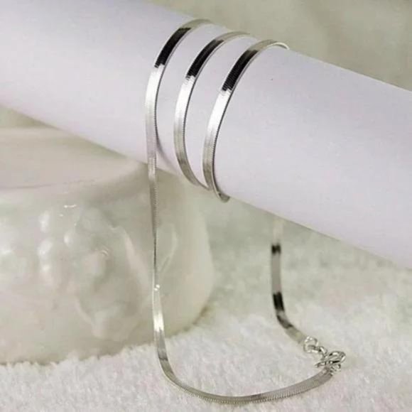 New 925 Sterling Silver Herringbone Necklace, nice Necklace, cute Necklace - Picture 2 of 4